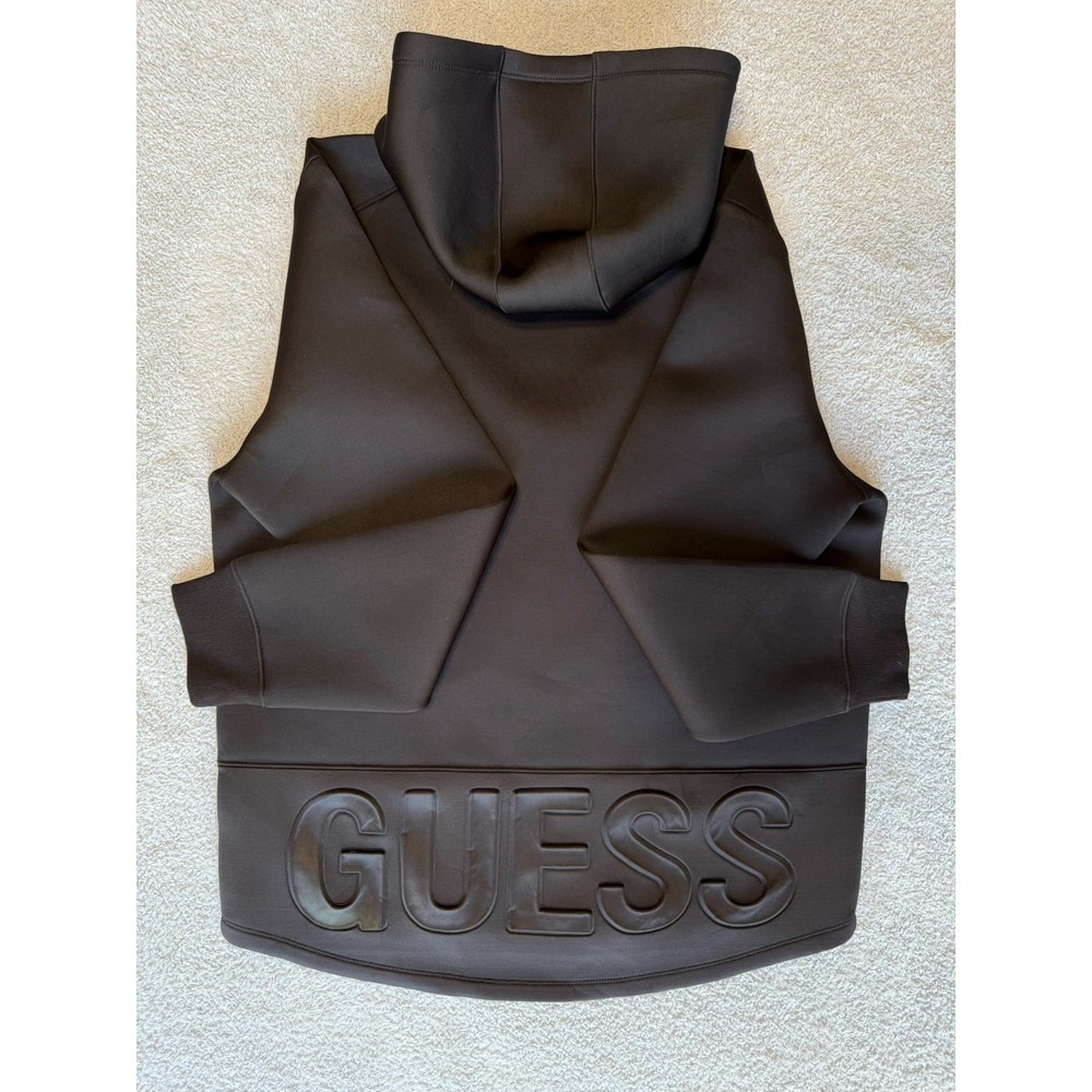 NWT GUESS Ls Ashe Neoprene‎ Hoodie Black Mens Size Large